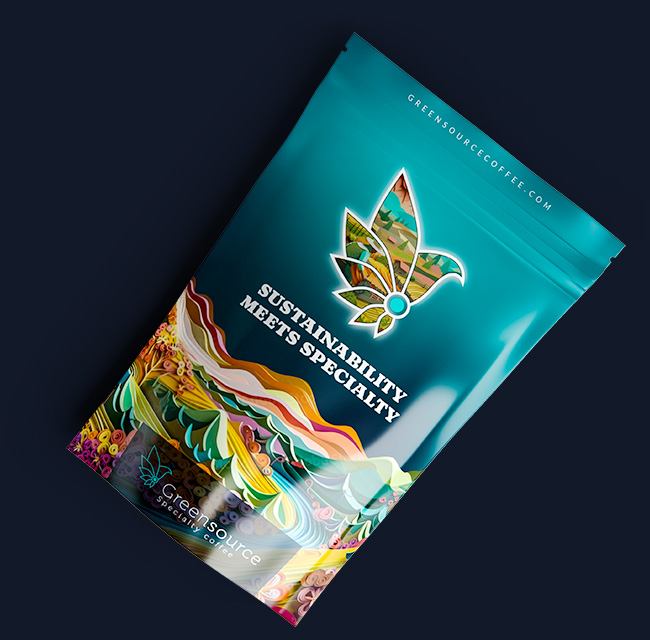 Greensource-coffee-bag-mockup Greensource coffee bag with the slogan: sustainability meets specialty
